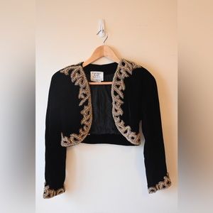 Carmen Marc Valvo Vintage Beaded Cropped Bolero Dinner Jacket